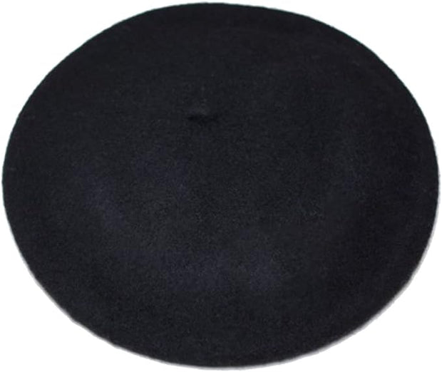 BLACK Wool Beret - Woman Fall/Winter Berets Painter Fashion Style Hat