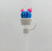 Blue and Pink Cactus Plant Straw Topper