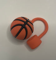 Orange and Black Basketball Straw Topper