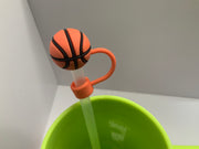 Orange and Black Basketball Straw Topper