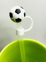 Black and White Soccerball Strawtopper