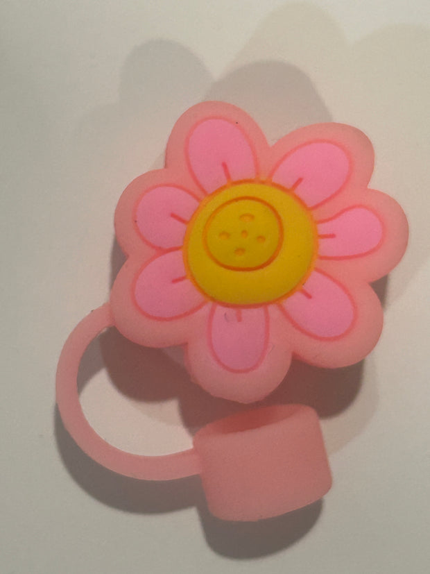 Pink and Yellow Happy Flower Straw Topper