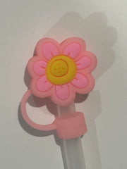 Pink and Yellow Happy Flower Straw Topper